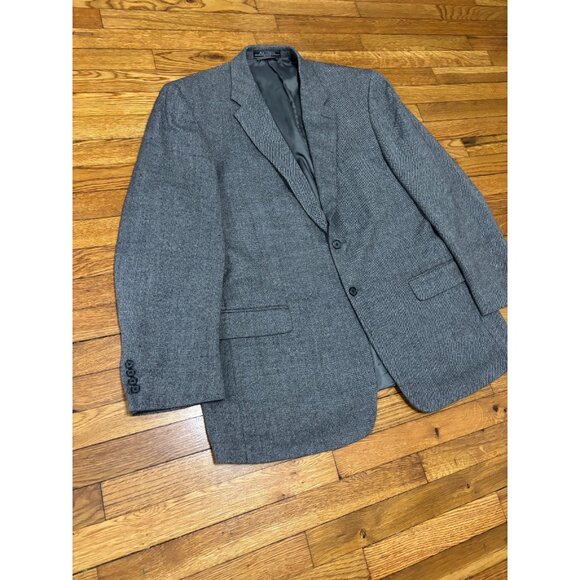 Bill Blass Mens Blazer Jacket Size 48L Gray Lambswool Cashmere Tweed Sport Coat - Picture 3 of 7